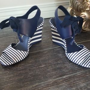 Maritime Lace-up leather wedge sandals